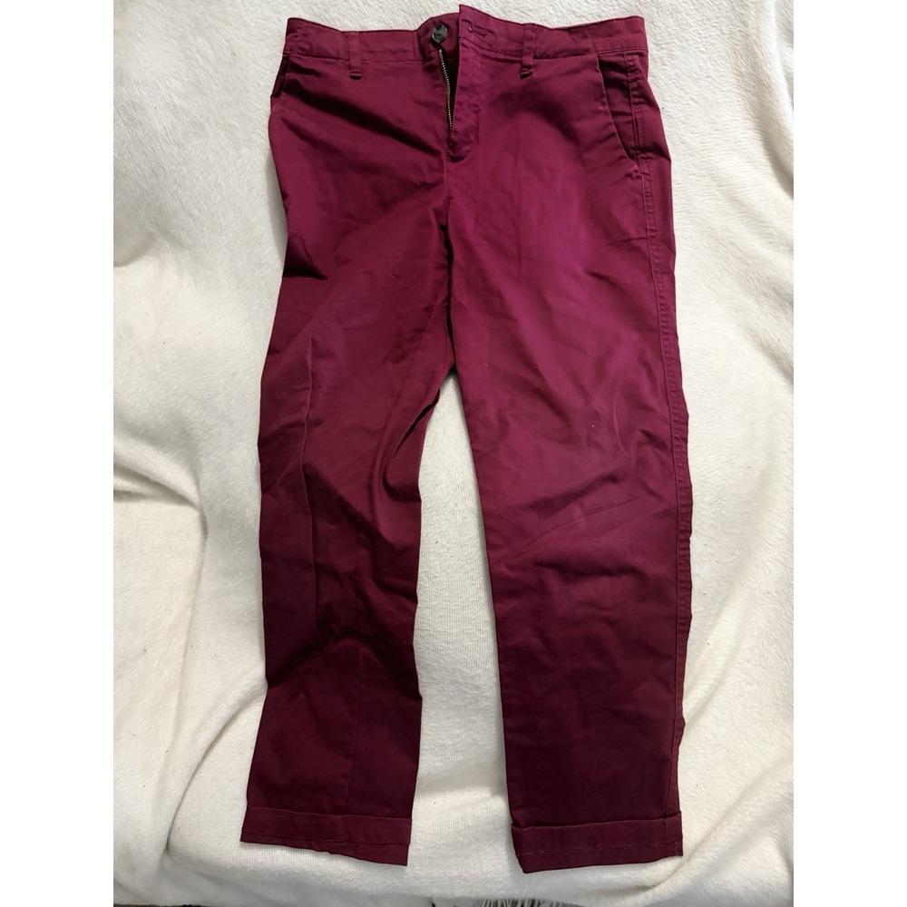 GAP For Good Womens 4 Girlfriend Khaki Chino Pants Berry Burgundy Rolled Hem